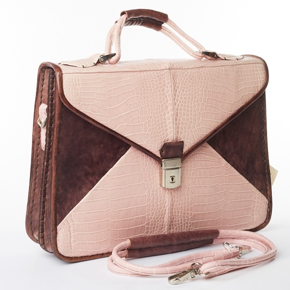 ❌ NWT Massimilano Stanco Leather Pink Briefcase - Picture 4 of 8